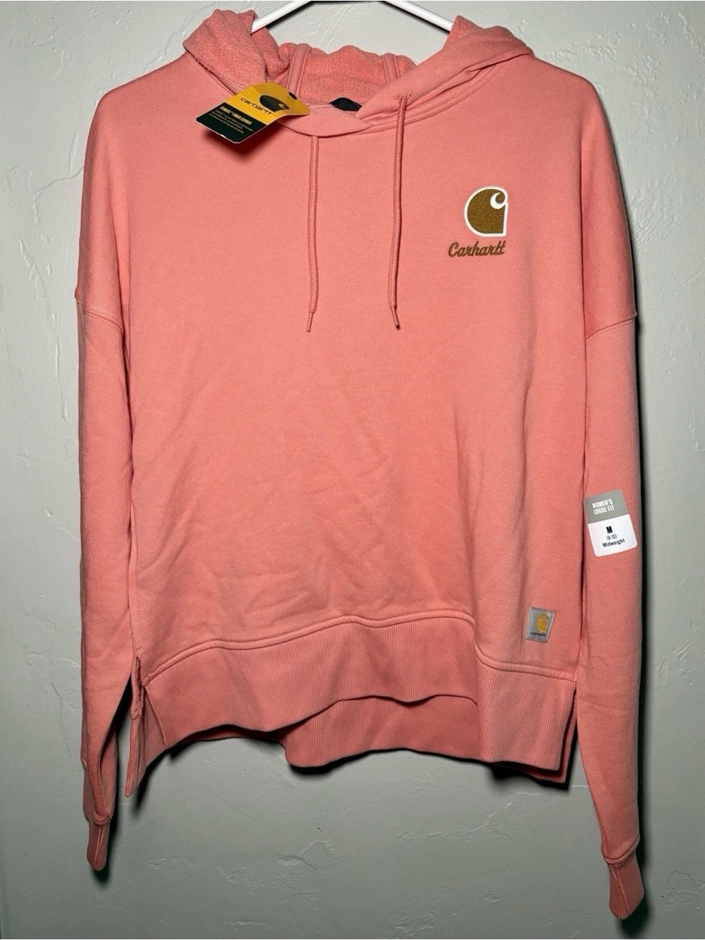NWT Carhartt Women’s Loose Fit Midweight French Terry Hoodie Coral (Size M)